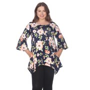 White Mark Women's Plus Size Floral Blanche Tunic Top