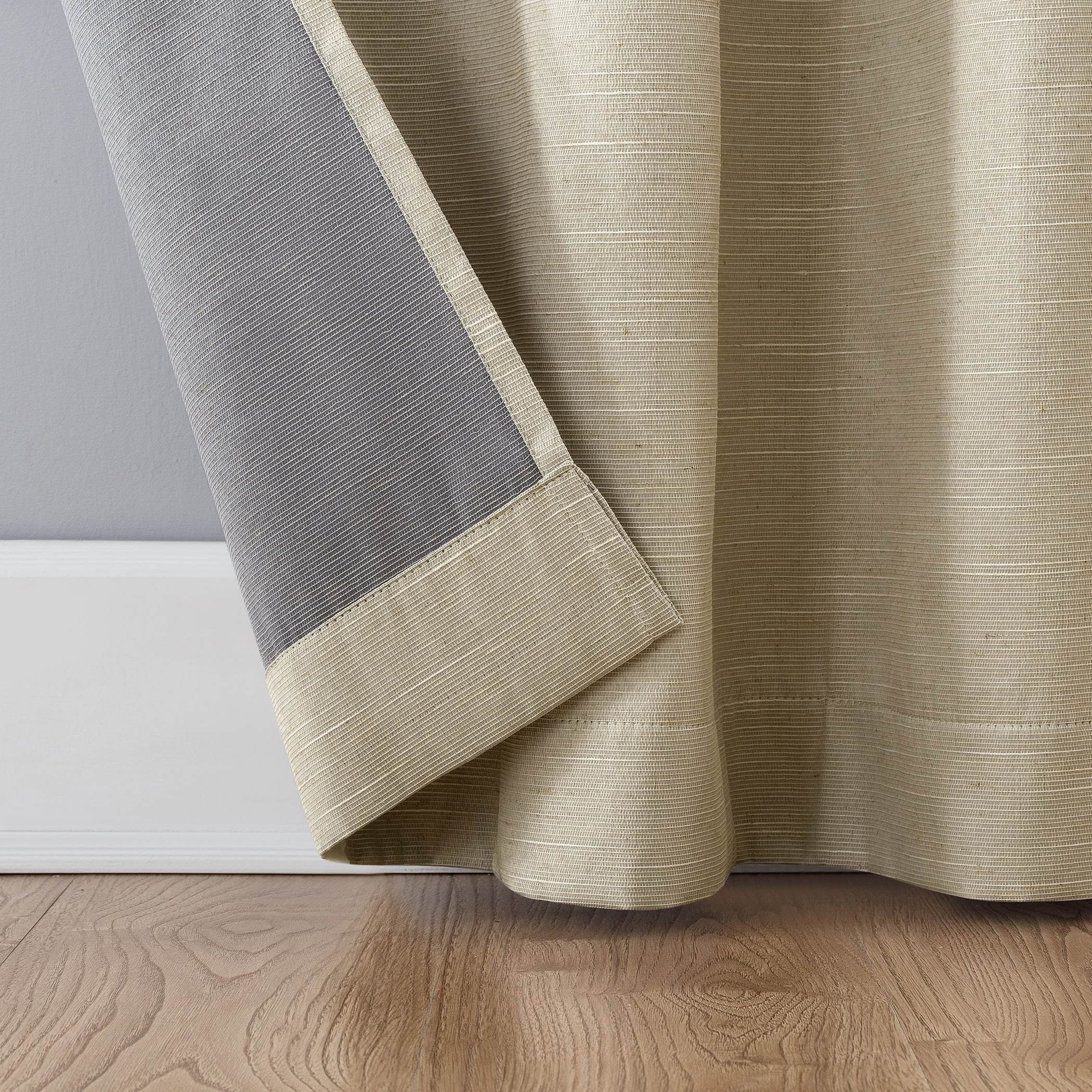 Archaeo Textured Linen Blend Total Blackout Grommet Top Curtain, 50"W X 84"L, Stone