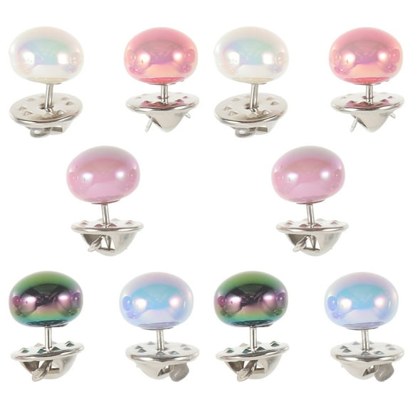 OUNONA 10pcs No Sew Shirt Brooch Pins Pearl Clothes Buttons Pins Garment Shirt DIY Accessories