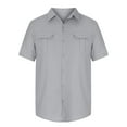 thumbnail image 3 of Hanerdun Men Casual Button Down Shirts Male Dress Shirts Leisure Top Gray M, 3 of 5