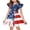 Dark Blue, variant on Patriotic Girls Dresses Size 10-12 Flutter Sleeve 4th of July American Flag Stars Summer A Line Crew Neck Beach Party Independence Day Dresses Light Blue 3-4 Years