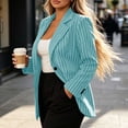 thumbnail image 7 of FDGIU Women's Vertical Pinstripe Single Button Blazer Jacket, Notched Lapel Long Sleeve Loose Fit Suit Coat with Flap Pockets for Office Business Casual Spring Fall Daily Layering, 7 of 7