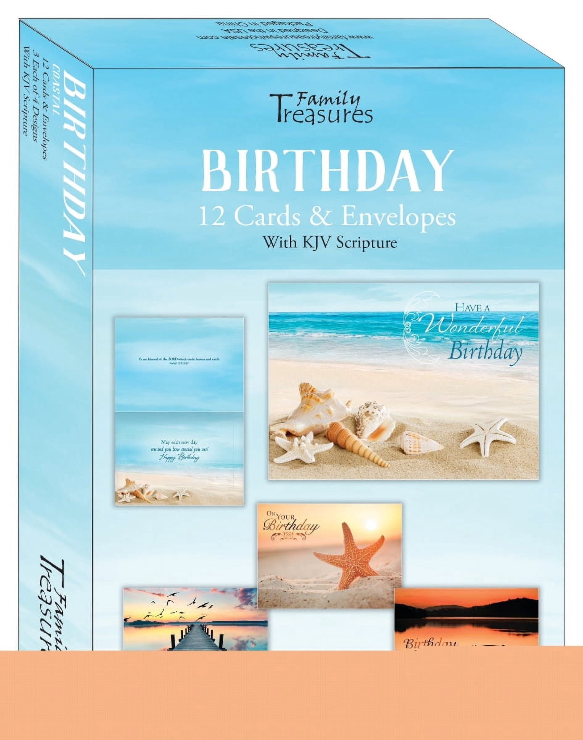 Family Treasures Wholesale 256556 Boxed - Card Birthday-Coastal - Box of 12