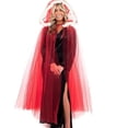 thumbnail image 6 of Red Tulle Cape, Women Tulle Hooded Cape Adult Full Length Sheer Cape Vampire Elf Robe Veil Clothing Cloak, 6 of 7