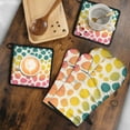 thumbnail image 5 of Colorful Spots Pattern Kitchen Oven Mitt and Pot Holder Sets 4 Pcs for Baking, Cooking and Grilling, Heat Resistant Up To 392 °F, 5 of 7