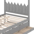 thumbnail image 5 of Full Size Bed Frame with Twin Size Trundle and Upholstered Headboard, Princess Canopy Platform Bed with 3 Drawers for Bedroom, Apartment, Storage & Easy Assembly, No Box Spring Needed, Grey, 5 of 9
