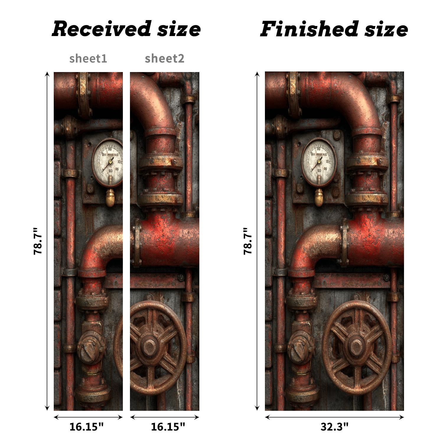 Self Adhesive Vinyl Refrigerator Wrap Set vintage steampunk Door Mural Removable Fridge Sticker Peel and Stick&nbsp;Full Door Cover Decal Kitchen Bar Decor