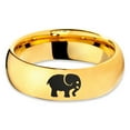 thumbnail image 2 of Tungsten Elephant Animal 2D Style Art Band Ring 7mm Men Women Comfort Fit 18k Yellow Gold Dome Polished, 2 of 4