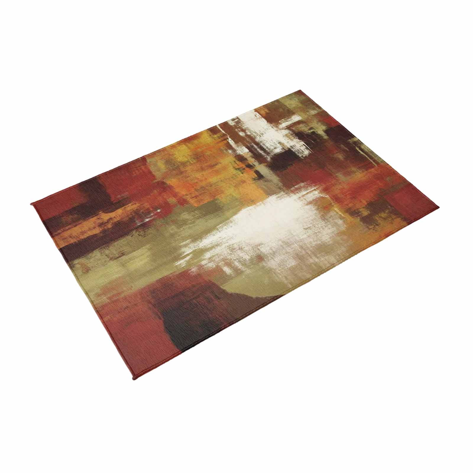 Burnt Orange Outdoor Rug for Patio/Deck/Porch, Non-Slip Large Area Rug 5 x 8 Ft, Fall Modern Oil Painting Abstract Art Green Brown Indoor Outdoor Rugs Washable Area Rugs, Camping Rug Carpet Runner