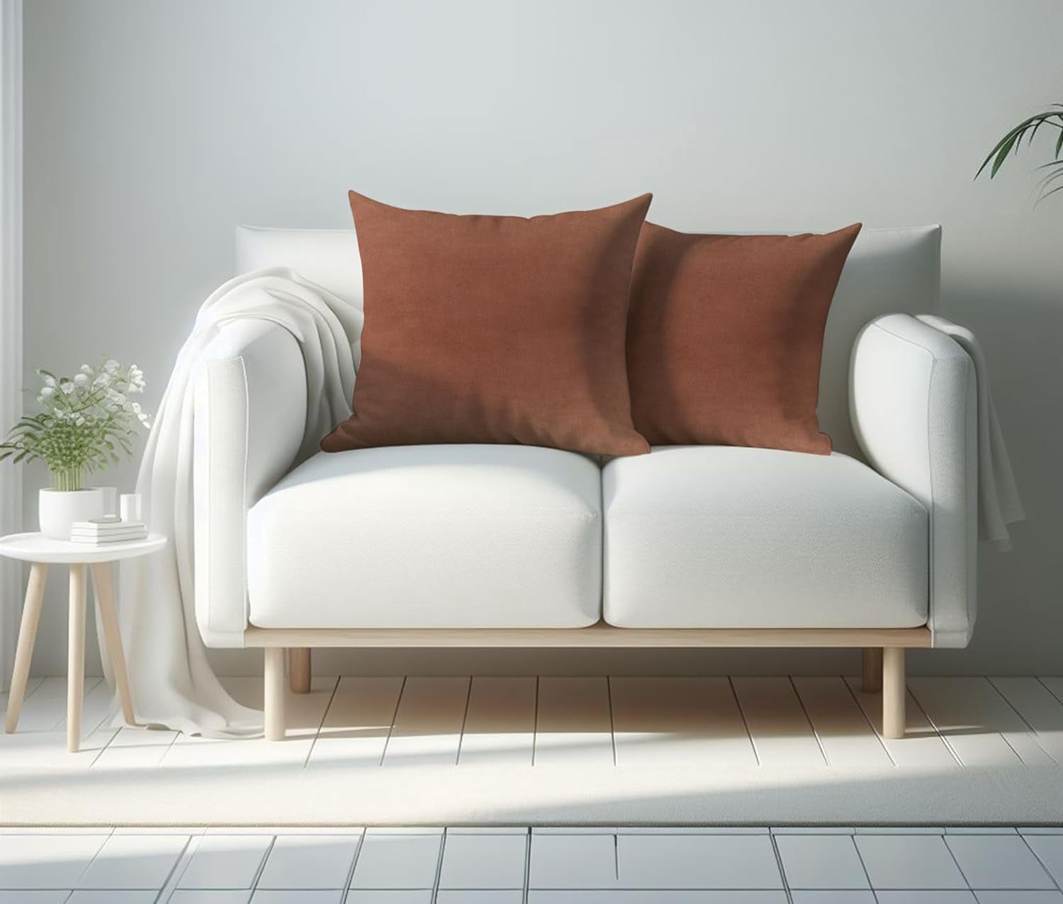 A1HC Hypoallergenic Down Alternative Pillow Inserts, 20x20 in, Square, Pack of 2, Irish Coffee