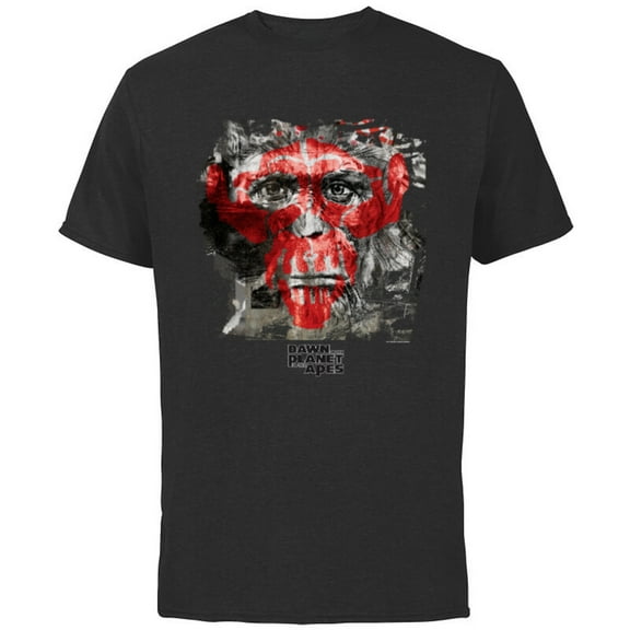 Dawn of the Planet of the Apes Caesar Face and Red Ape Skull - Short Sleeve Cotton T-Shirt for Adults - Customized-Black