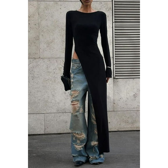 Black Asymmetrical Top (S, Black)