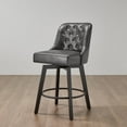 thumbnail image 6 of CHITA Upholstered Swivel Counter Bar Stool with Tufted Back Set of 2,Faux Leather in Dark Grey, 6 of 13