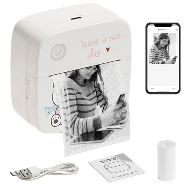 Mini Printer Portable Thermal Printer Cellphone Bluetooth Wireless Photo Printing Label Self-adhesive Paper