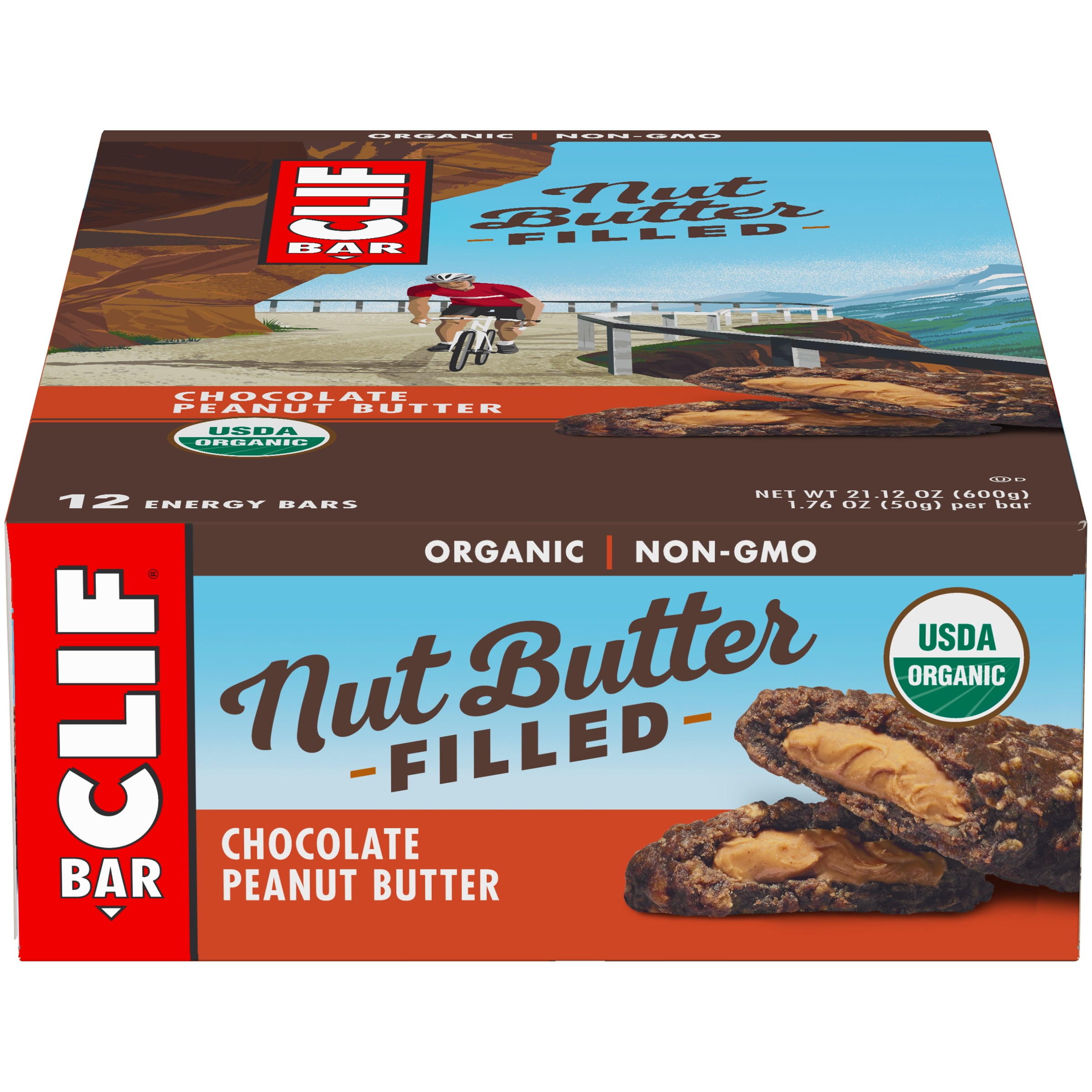 Clif Bar Nut Butter Filled Chocolate Peanut Butter 12 Energy clif bar nut butter filled chocolate peanut butter 12 energy bars 1 76 oz each walmart com