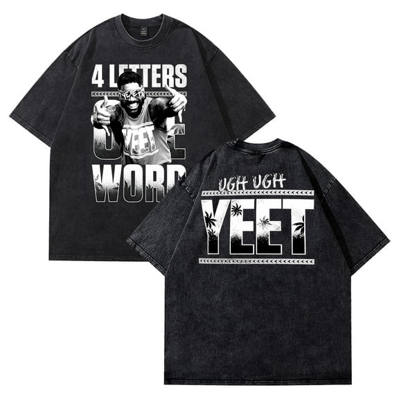 Jey Uso Four Letters One Word Yeet Washed T-shirt Crewneck Short Sleeve Streetwear Women Men Cotton Tee