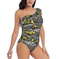 thumbnail image 3 of Honeii Modern Yellow Excavator for women's one-piece swimsuit featuring a chic one-shoulder design experience elegance and style in the water-Small, 3 of 6