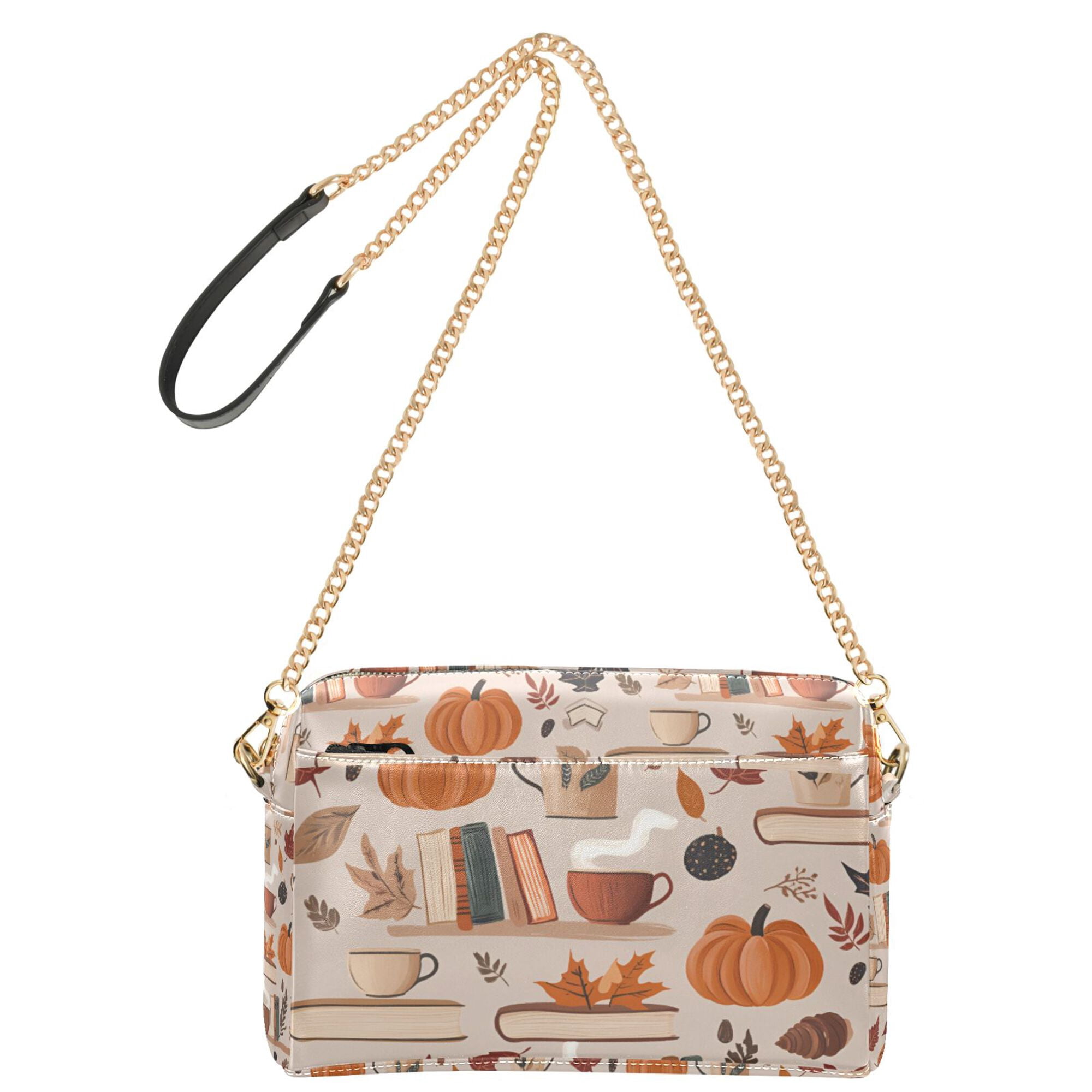 FORMRS Women Crossbody Purse with Chain Strap Vegan Leather Shoulder Handbag, Fall Acorns Pattern
