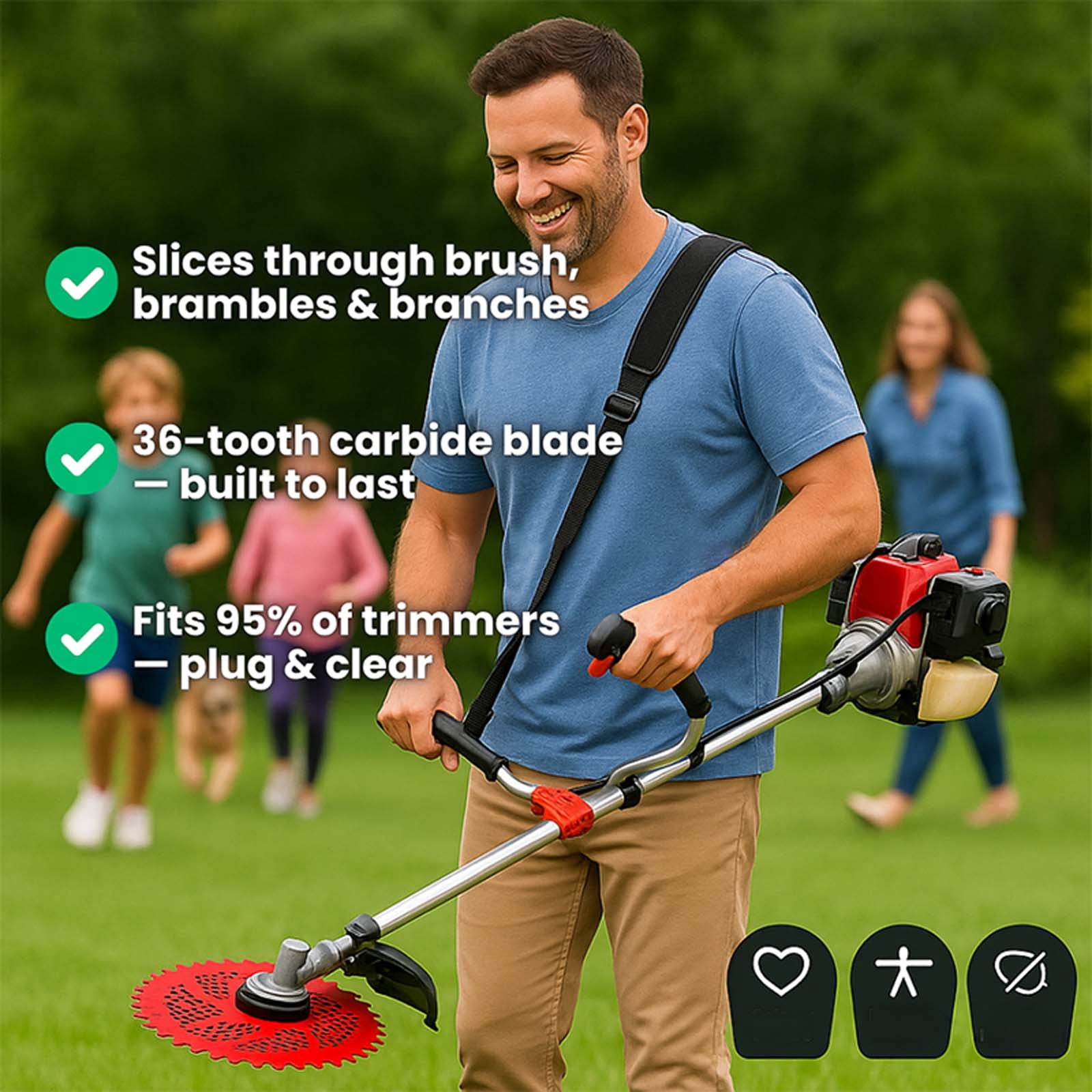 Kieccall Grass Cutter Blade Garden Tool 9 Inch 36 Tooth Tungsten Carbide Steel Blade for Lawn Trimmer Landscaping Equipment Accessory weeding tool