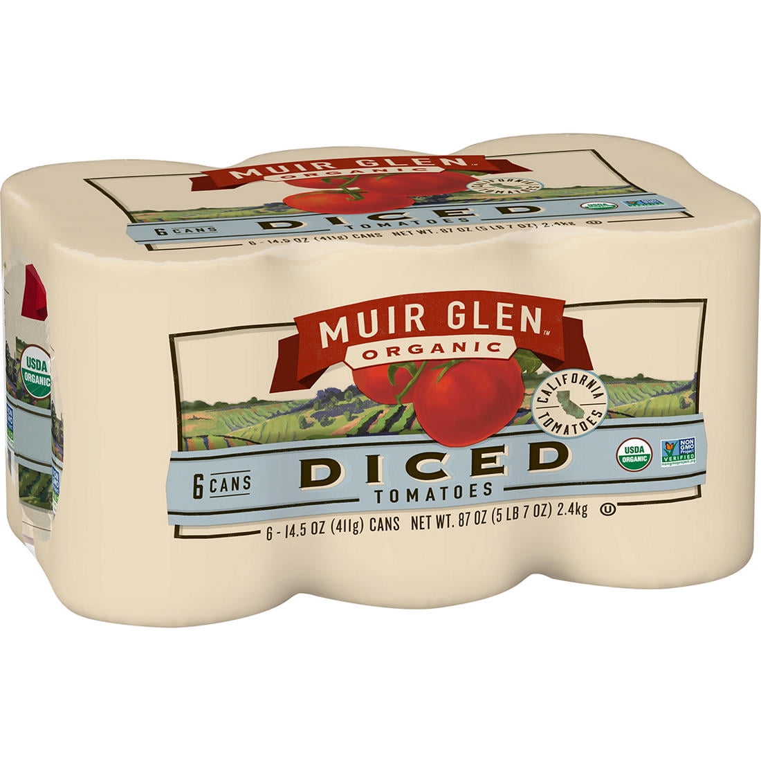 Muir Glen Organic Diced Tomatoes, Bottle 6 Pack. 14.5 oz.- Canned & Jarred Vegetables