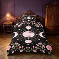 thumbnail image 2 of Homewish Bohemian Moon Phase Twin Duvet Cover, Pink Flower Blossom Twin Bedding, Pink Reversible 2-Piece, 1 Duvet Cover and 1 Pillowcase, 2 of 5