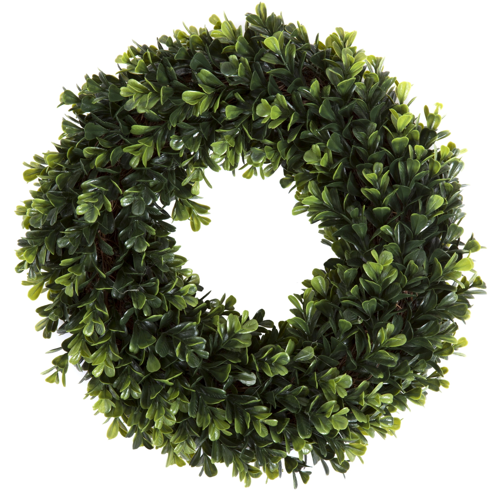 19.5 Inches Home Décor Artificial Wreath for the Front Door Garden Pure Boxwood Wreath UV Resistant 