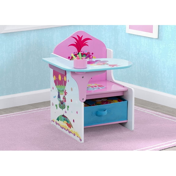 Trolls World Tour Chair Desk with Storage Bin for Kids Ages 3