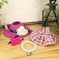 thumbnail image 3 of 4-Piece Elegant Fashion Set for 14-17cm La bubu Dolls | Fuchsia Tweed Dress, Hat, Pearl Necklace & Crossbody Bag | Luxury Outfit  (No Doll), 3 of 6