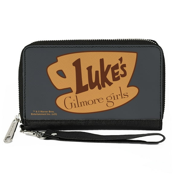 Warner Bros. Entertainment Inc. Wallet, Zip Around, Gilmore Girls Lukes Coffee Cup Icon Gray Browns, Vegan Leather