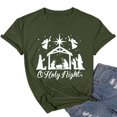 thumbnail image 2 of Gibobby Blusa Casual Para Mujer Camiseta de manga corta con cuello redondo y estampado de para mujer O Holy Night（Verdinegro， S), 2 of 3