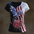 thumbnail image 5 of Cnbwig Womens Summer T Shirts Fashion Casual Short Sleeve Graphic Tees with Floral Flag Print Round Neck Blouse Top for Daily Wear Outfits, 5 of 5