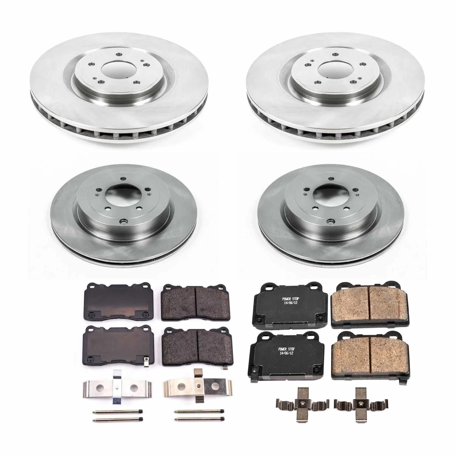 Power Stop Front and Rear Stock Replacement Brake Pad and Rotor Kit KOE4145