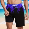thumbnail image 2 of Men Shorts Plus Size Flame Graphic Printed Elastic Waist Comfy Loose Summer Beach Pants with Pocekt Blue 2XL, 2 of 6