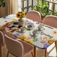 thumbnail image 3 of Spring Dog Table Cloths for 6 Foot Rectangle Tables, Rustic Watercolor Botanical Floral Sunflower Patio Waterproof Elastic Fitted Tablecloths, Washable Rectangular Table Cover for Camping, 3 of 8