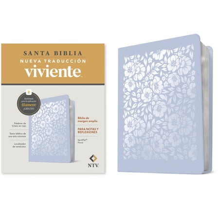 Biblia de Margen Amplio Ntv Con Filament (Sentipiel, Floral, Letra Roja), (Hardcover)
