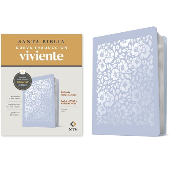Biblia de Margen Amplio Ntv Con Filament (Sentipiel, Floral, Letra Roja), (Hardcover)