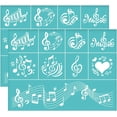 thumbnail image 1 of 2 plantillas autoadhesivas de 28 x 22 cm (11 x 8,6 pulgadas) para serigrafía, con diseño de notas musicales y corazones. Ideales para pintar sobre madera, camisetas y telas., 1 of 9