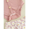 thumbnail image 6 of Bagilaanoe 3pcs Newborn Baby Girl Pants Set Short Sleeve Romper Tops + Flare Trousers + Headband 3M 6M 9M 12M 18M Infant Casual Clothes, 6 of 8