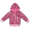thumbnail image 2 of UAYOTSE Girls Sequin Bomber Jacket Sparkle Zipper Long Sleeve with Pockets Lightweight Jackets,Pink 8-9 Years, 2 of 4