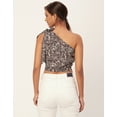 thumbnail image 3 of Moomaya Tie-Up One Shoulder Tops For Women, Sleeveless Printed Summer Crop Top, 3 of 8
