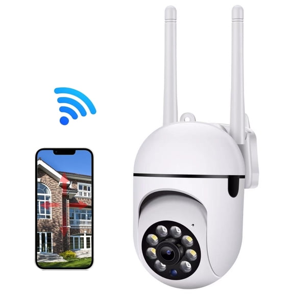 1080P WiFi Security Camera Outdoor with 360° Pan/Tilt, Motion Tracking, Color Night Vision, Two-Way Audio, 2.4GHz, IP65 Weatherproof, Supports SD/Cloud Storage for Home Surveillance