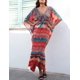 thumbnail image 2 of Xishao Mujer Kaftan Vestido Fuera del Hombro Caftan de Playa Cover Up Maxi Vestido Traje de Baño Estampado A-Estampado 1 A-Estampado 1 Xishao ropa, 2 of 2