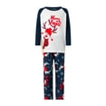 thumbnail image 2 of Family Matching Christmas Pajamas Sets Long Sleeve Patchwork Tops + Elk Print Pants Long Sleeve Jumpsuit, 2 of 10