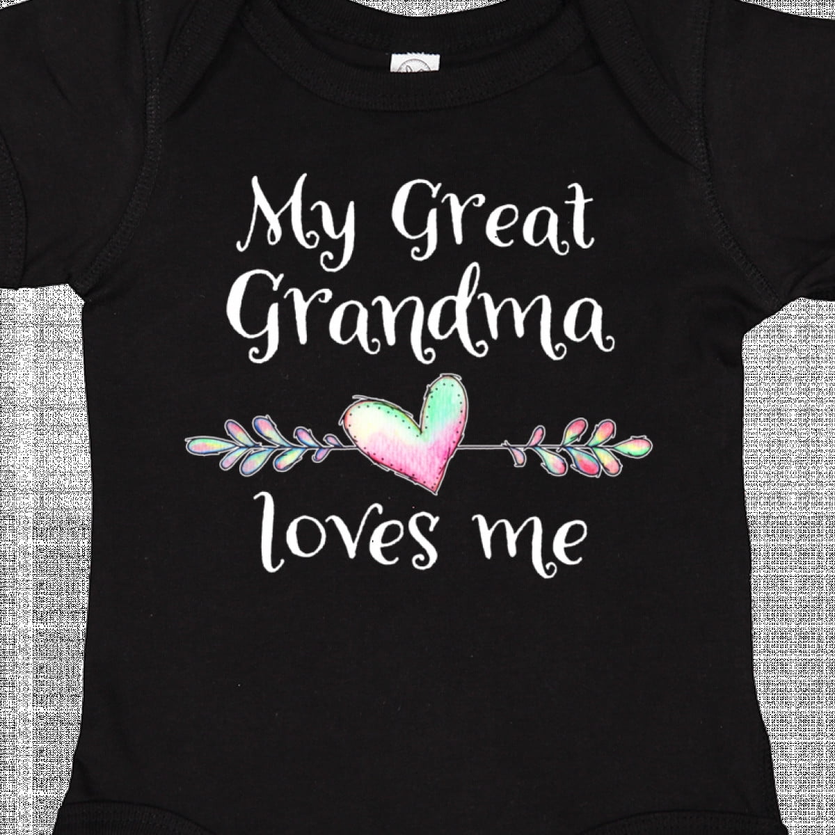 Inktastic My Great Grandma Loves Me Heart Great Grandchild Boys or Girls Baby Bodysuit