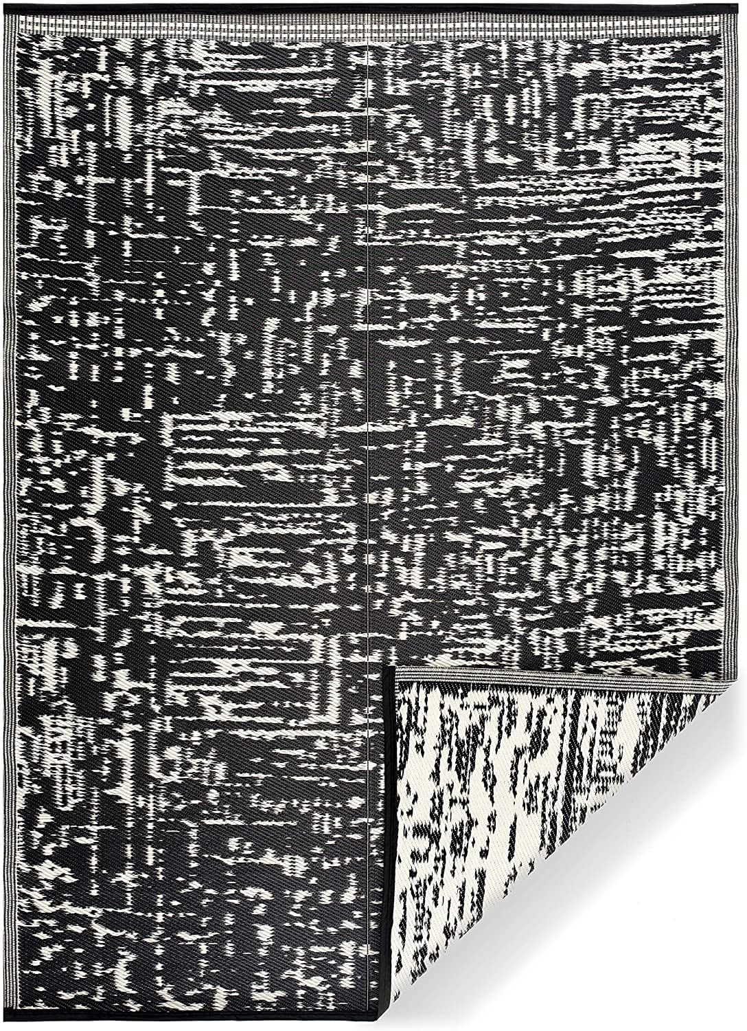Beverly Rug Indoor Outdoor Reversible Plastic Area Rug - 6x9 - Black