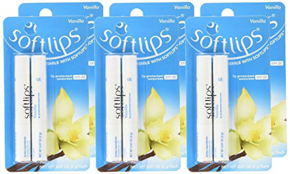 Softlips Lip Protectant SPF 20, Vanilla, 2 count (Pack of 6)