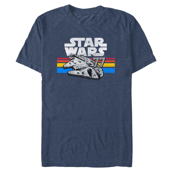 Mens Star Wars Millennium Falcon 77' Vintage Stripes T Shirt
