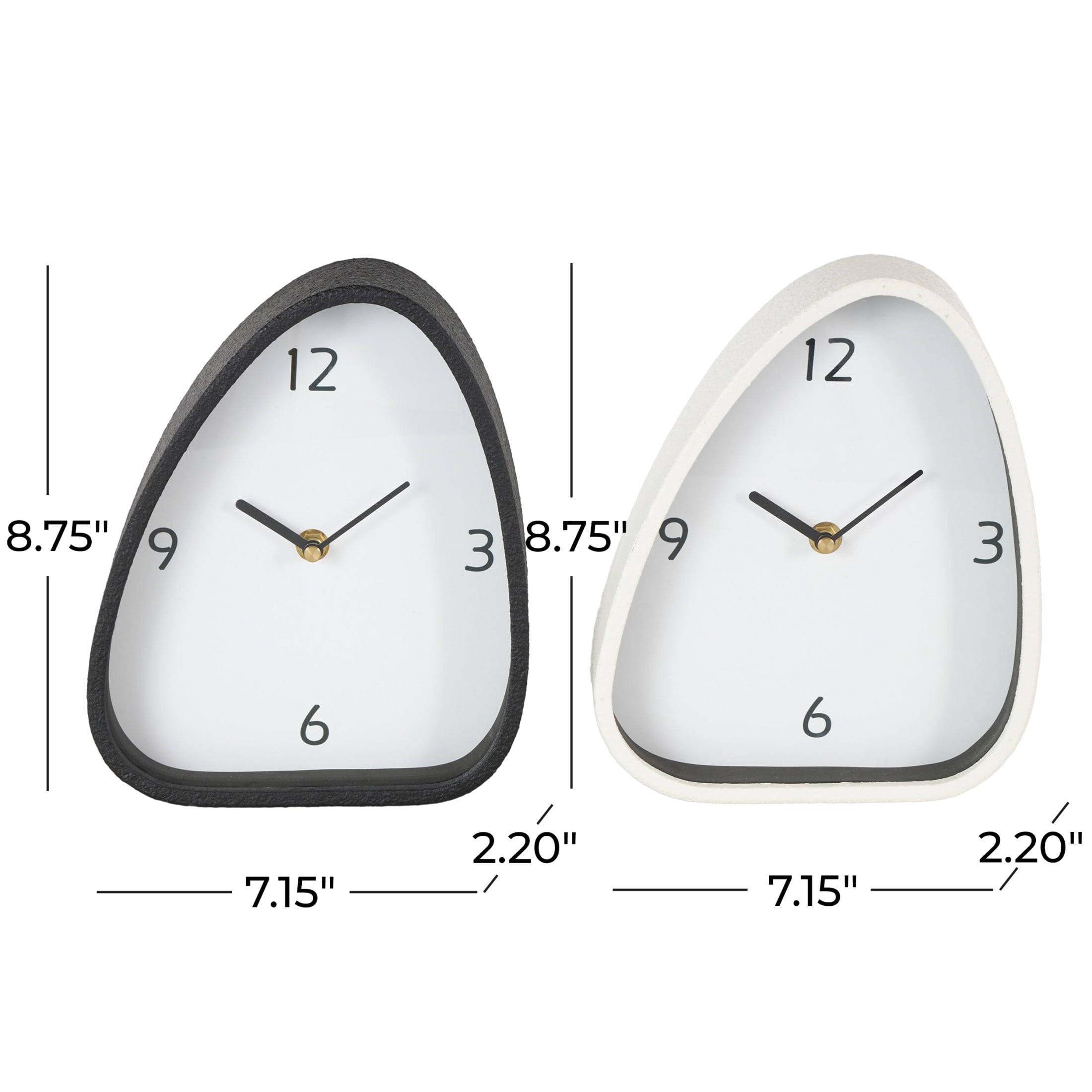 DecMode 9" Multi Colored Metal Textured Clock with Gold Accents, Set of 2