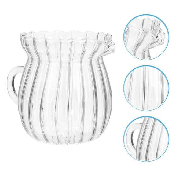 SEWACC Daily Use Milk Pitcher Clear Glass Pitcher for Restaurants and Dessert Shops 1Set