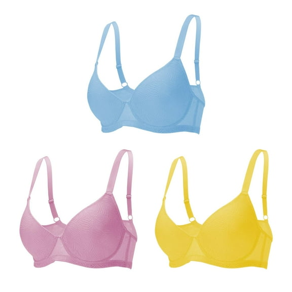 3PC Pack Women Push Up Bra Everyday Underwear Comfortable Lingerie Bralette with Support Anti-Sag-Size 36C/80C